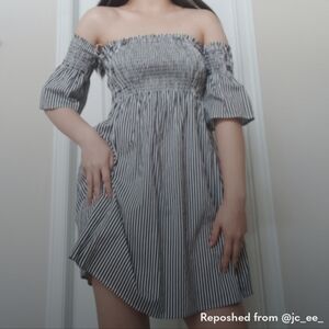 Black and White Off the Shoulder Sundress